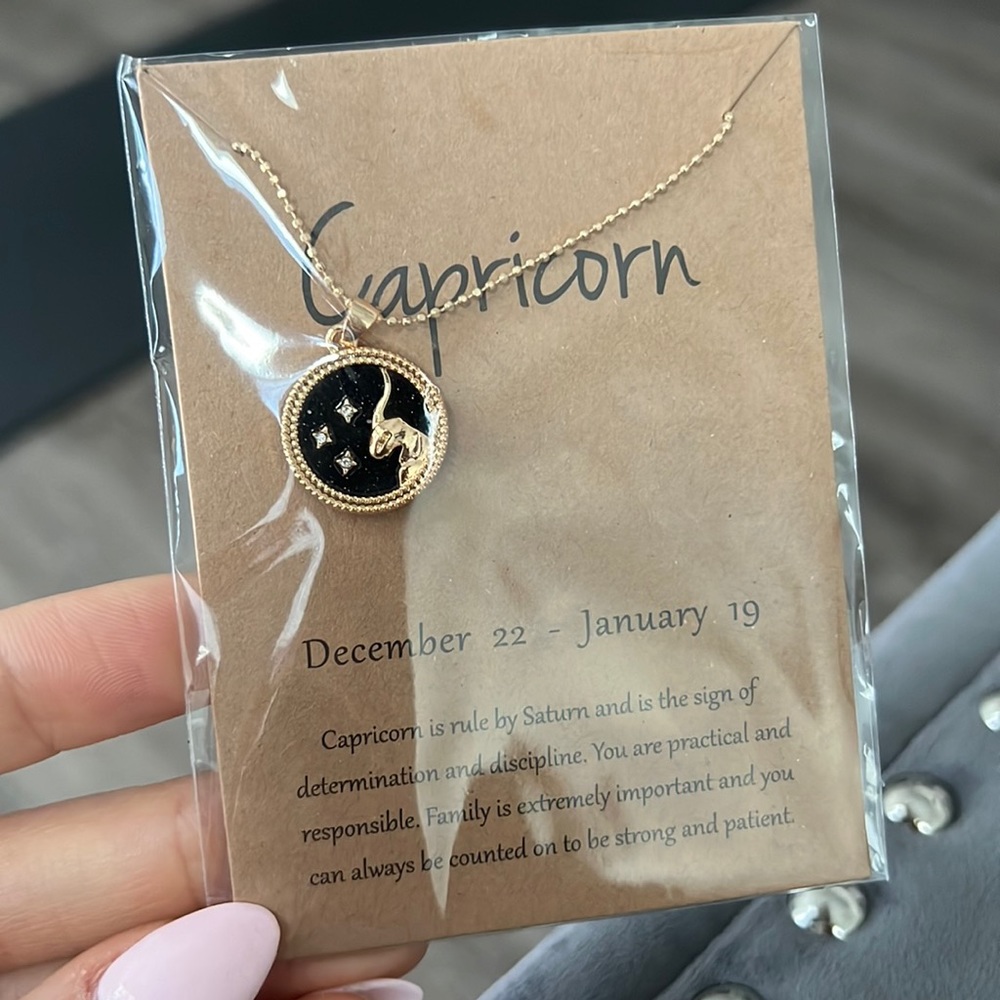 NWT Capricorn Constellation Gold Chain Zodiac Sign Round Pendant Necklace